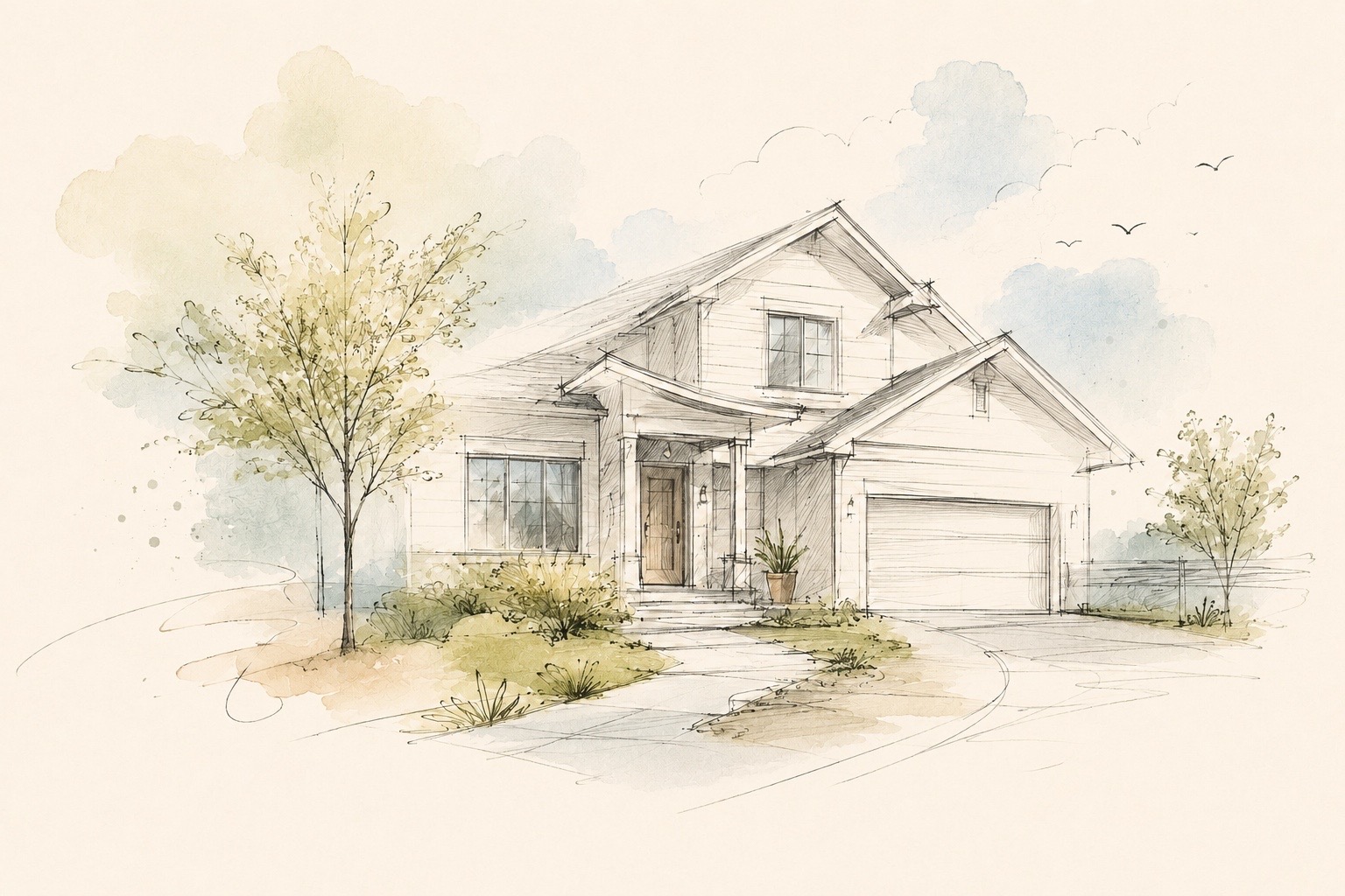 Watercolor home illustration placeholder